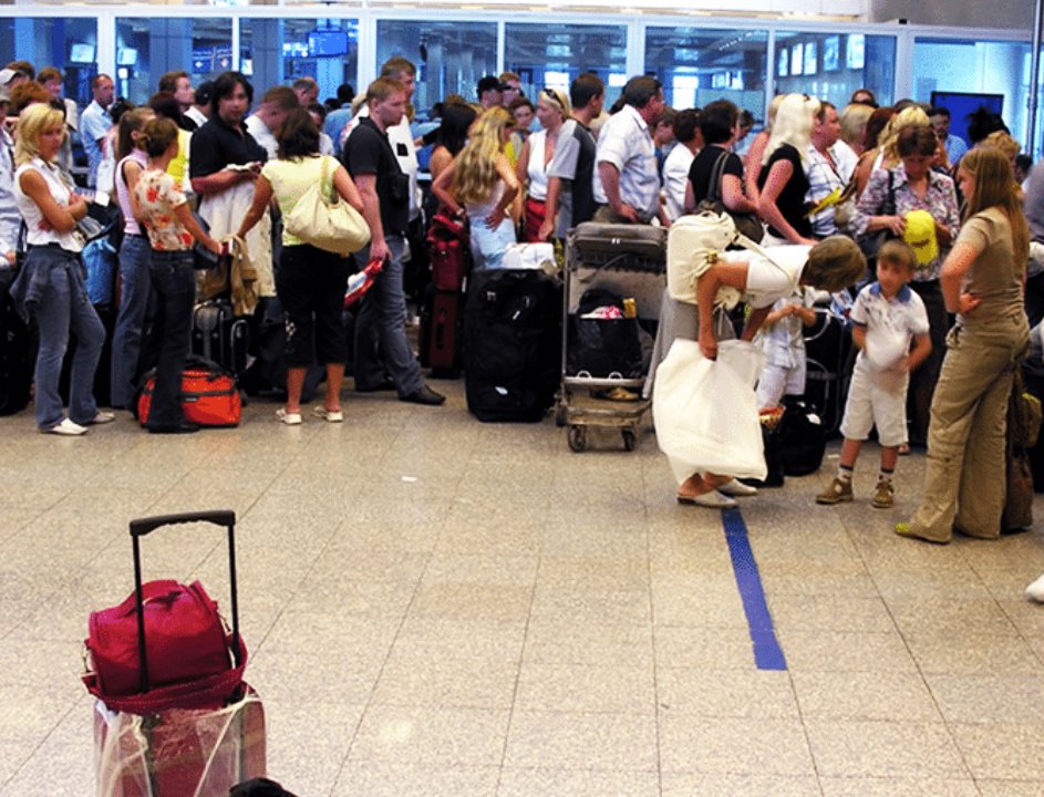 Passengers at African airport